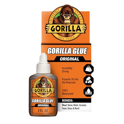 Gorilla Original Gorilla Glue, Waterproof Polyurethane Glue, 2 Ounce Bottle, Brown, (Pack of 1)