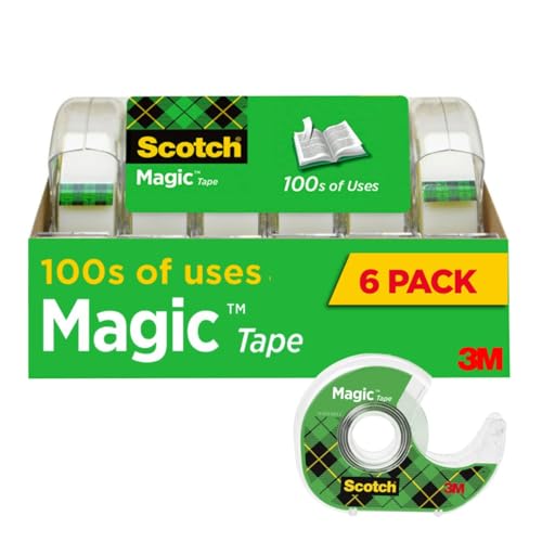 Scotch Magic Tape, Invisible Transparent Tape, 6 Tape Rolls with Dispensers, 3/4 in x 650 in