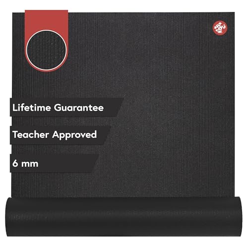 Manduka PRO Yoga Mat - For Women and Men, Non Slip, Cushion for Joint Support and Stability, Thick 6mm, 71 Inch (180cm), Black