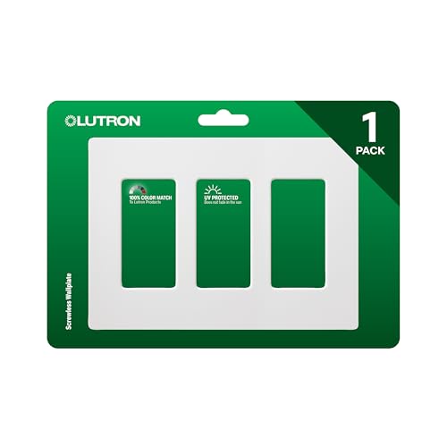 Lutron Claro Light Switch Cover Plate, 3 Gang Wallplate, for Decorator Light Switches, Rocker Light Switch Cover, Outlet Cover, Screwless Switch Plate Cover, Gloss, CW-3-WH, White