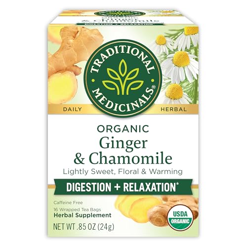 Traditional Medicinals Organic Ginger & Chamomile Herbal Tea, 16 Tea Bags