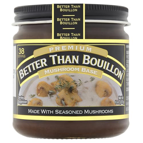Better Than Bouillon Premium Mushroom Base, Made from Seasoned & Concentrated Mushrooms, Makes 9.5 Quarts of Broth, 38 Servings, 8 OZ (Pack of 1)