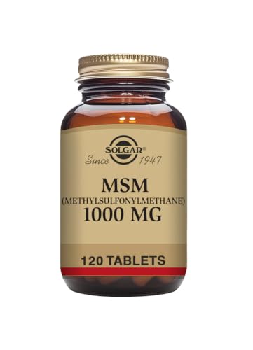 Solgar MSM 1000 mg Tablets - Pack of 120 - for Improved Bone and Joint Health - Naturally Occurring Organic Sulphur Compound - Vegan and Gluten Free, Gold,1 g