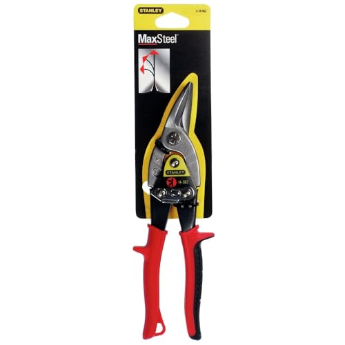 🔥 STARKER PREIS (-67%) STANLEY Blechschere Maxsteel (links, 250 mm Länge, Bi-Material Kunststoffhandgriff, chromveredelt, Einhandbedienung) rot, 2-14-562