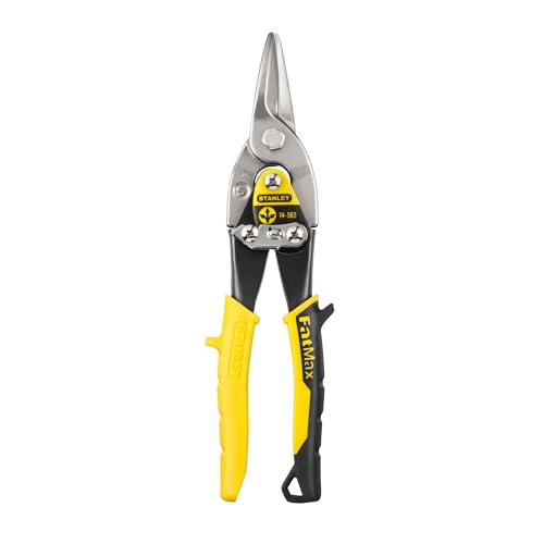 STANLEY 2-14-563 254 mm Aviation Snips Straight Cut Bi-Metal Ideal for Home, DIY & Industrial Use, 1 Year Warranty, YELLOW & BLACK