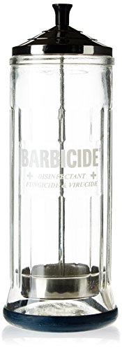 Barbicide Disinfecting Jar for Salon and Home Use – Durable Glass Container for Safe Disinfection and Hygienic Storage of Beauty, Barber, and Grooming Tools (Large - 37 Fl Oz)