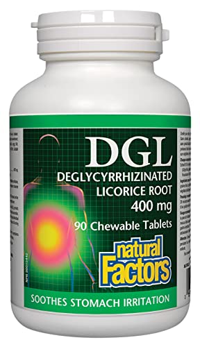 Natural Factors DGL Chewable - Digestive Support Supplement with Licorice Root Extract - Chewable Tablets Support Stomach Lining & Health - Non-GMO & Gluten-Free - 90 Chewable Tablets (90 Servings)