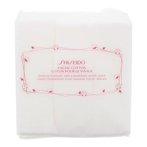 Shiseido Facial Cotton Pads - Includes 165 Squares - for Softener Application & Makeup Removal - 100% Natural, Super Soft