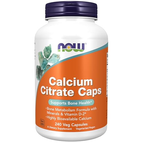 NOW Foods Supplements, Calcium Citrate with Vitamin D, Magnesium, Zinc, Copper, and Manganese, 240 Veg Capsules