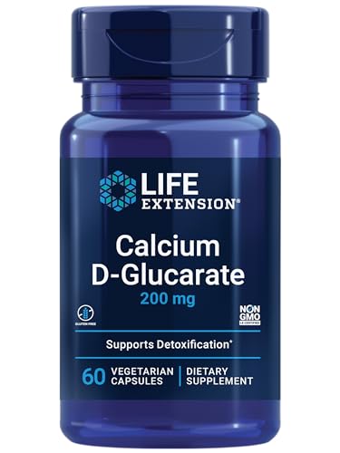 Life Extension Calcium D-Glucarate, 200 mg - Supports Detoxification, Helps Flush Out Unwanted Compounds โ Gluten-Free, Non-GMO, Vegetarian โ 60 Capsules