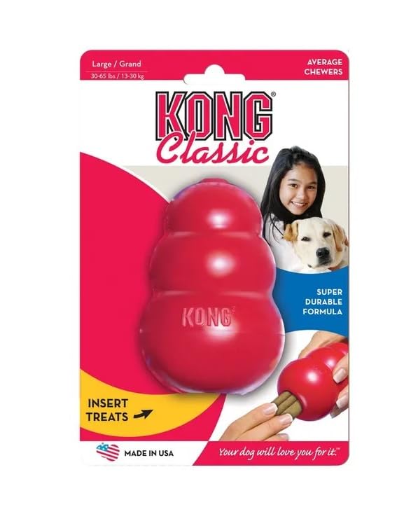 KONG Classic Stuffable Dog Toy - Fetch & Chew Toy for Dogs - Treat-Filling Capabilities & Erratic Bounce for Extended Play Time - Durable Natural Rubber Material - for Large Dogs