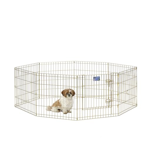 MidWest Homes for Pets Gold Finish Foldable Metal Dog Exercise Pen Elegant finish for those who