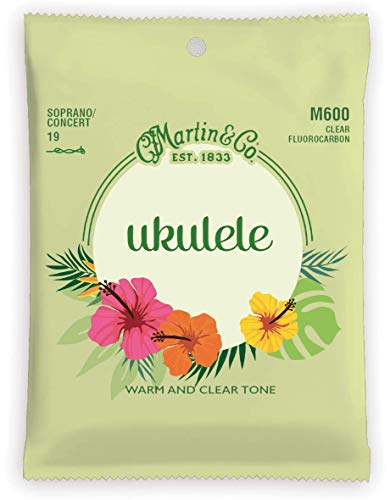 Martin Ukulele Strings – Fluorocarbon, Soprano/Concert Gauge | Warm, Clear Tone with Long-Lasting Tuning Stability | 4-String Set for Soprano or Concert Ukulele