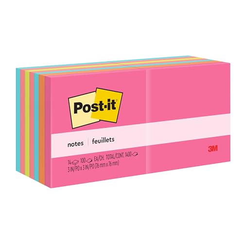 Post-it Notes 3x3 Inch 14-Pack Poptimistic Collection Bright Colors