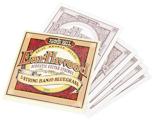 Ernie Ball Earthwood 5-String Bluegrass 80/20 Bronze Banjo Strings, 9-20 Gauge (P02063)