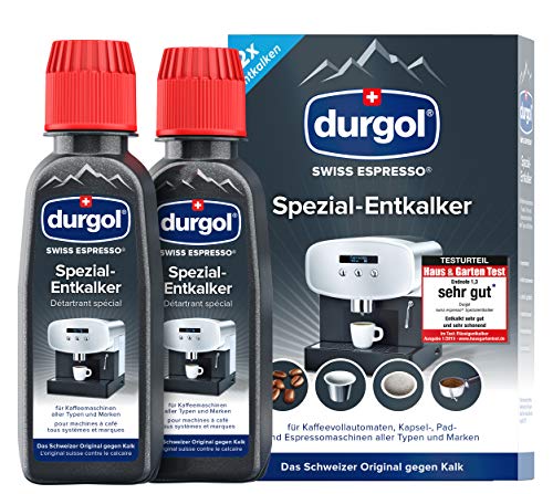 (-43%) durgol swiss espresso Spezial-Entkalker – Kalkentferner für Kaffeemaschinen aller Typen und Arten – Einfache Reinigung ohne Einwirkzeit & Rückstände – Deutsche Version – 2x125ml