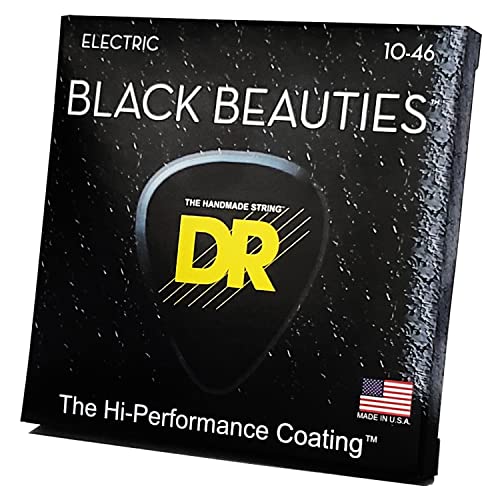 DR Strings Electric Guitar Strings, Black Beauties - Black Coated, 10-46 (BKE-10)