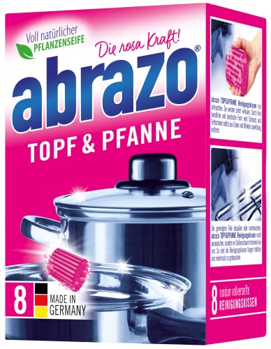 ⚡ BLITZDEAL (-77%) abrazo Topf & Pfanne | 8 Reinigungskissen für Töpfe, Grill & Backofen, Spülschwamm mit veganer Pflanzenseife, Küchenschwamm, Reinigungsschwamm