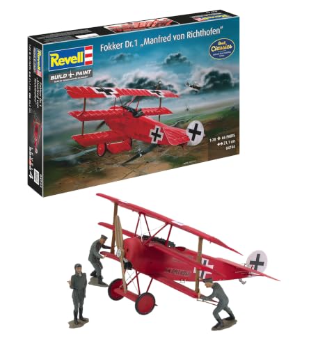 🔥 STARKER PREIS (-42%) Revell RV04744 Modellbausatz Flugzeug 1:28 - Fokker Dr.1 Manfred von Richthofen im Maßstab 1:28, Level 4, originalgetreue Nachbildung mit vielen Details, 04744