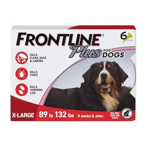 Frontline Plus for Extra Large Dogs 89-132 lbs Flea and Tick Treatment 6 Doses