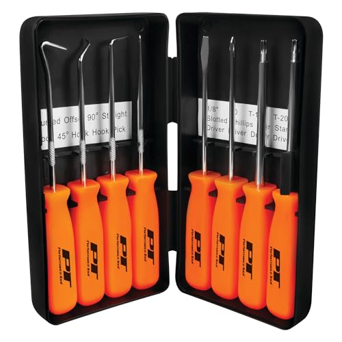 Performance Tool W941 8-Piece Specialty Pick/Driver Set, Precision Pick & Hook Set with Scraper