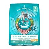 Purina ONE Sensitive Stomach, Sensitive Skin, Natural Dry Cat Food, +Plus Sensitive Skin and Stomach Formula - 7 lb. Bag