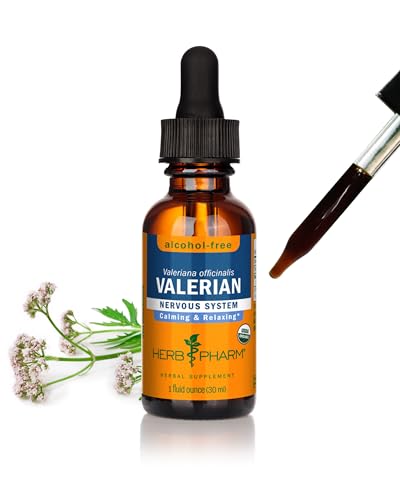 Herb Pharm Organic Valerian Root Liquid Extract, Alcohol-Free: Sleep & Relaxing, Calming Nighttime Sleep Support Supplement, Sugar-Free Herbal Supplement, 1 Oz
