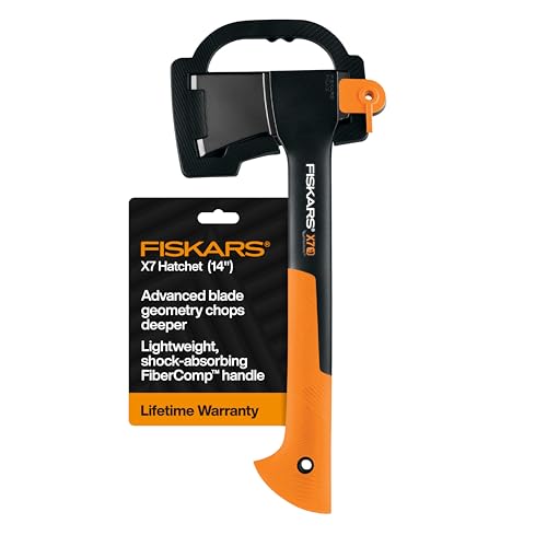 Fiskars X7 Hatchet Lightweight Wood Splitter for Small to Medium Size Kindling with Proprietary Blade and Shock-Absorbing FiberComp Handle, Lawn and Garden Tool, 14 inch, 1.5 pounds