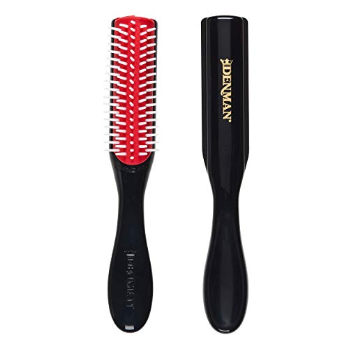 Denman Curly Hair Brush D14 (Black) 5 Row Styling Brush for Detangling, Separating, Shaping and Defining Curls, Fringes & Bangs - For Women and Men