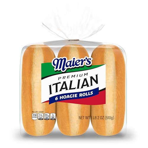 Maier's Premium Italian Plain Hoagie Rolls, 6 count, (3.0 oz each), Sandwich Rolls, 18 oz Bag