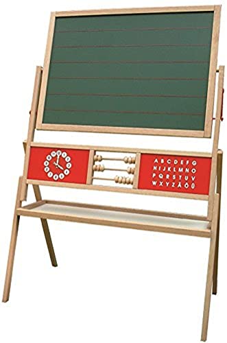 (-43%) roba Tafel, Standtafel drehbar mit Schreibtafel liniert, Maltafel magnetisch, Uhr, ABC, Holz, natur