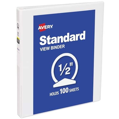 Avery Economy View 3 Ring Binder 1/2 Inch Round Rings, 1 White Binder (05706)