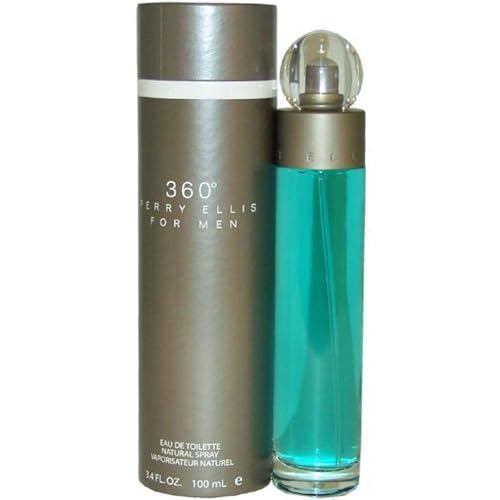 Perry Ellis 360° Eau De Toilette Spray for Men - Mens Cologne, Long Lasting Perfume, EDT, Fragrance with Notes of Bergamot, Juniper & Musk - 3.4 fl oz (100 mL)