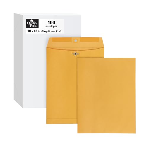Quality Park 10" x 13" Clasp Envelopes, Heavy 32 lb Brown Kraft, Gummed Flap, 100/Box (QUA37797)
