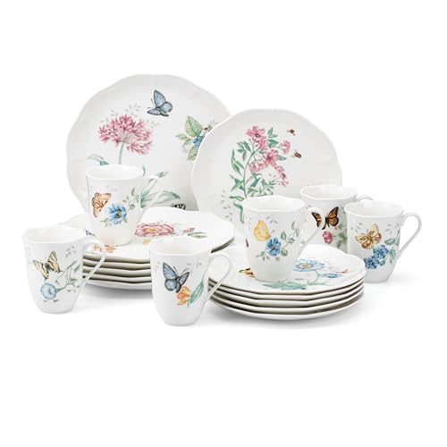 Lenox 6342794 Lenox Butterfly Meadow 18-Piece Dinnerware Set White