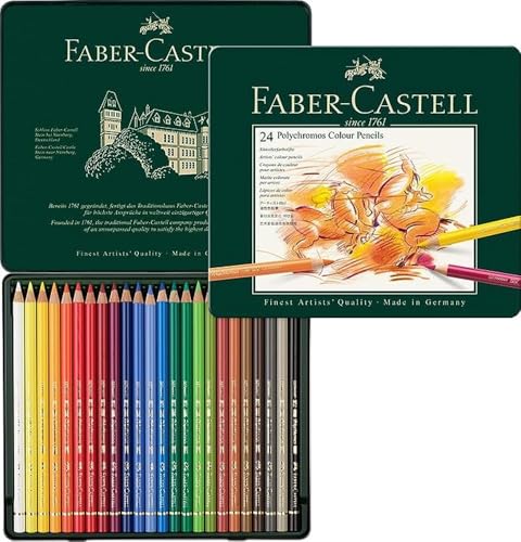 Faber-Castell 24 Piece Polychromous Colored Pencil Set in Metal Tin