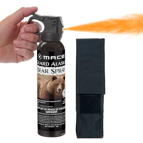 Mace Bear Spray - Guard Alaska Bear Deterrent & Self Defense Spray with Spray Holster, 260g, 20ft Effective Range Up to 40ft, Max Strength 20% OC, Great for Hiking, Camping, Hunting