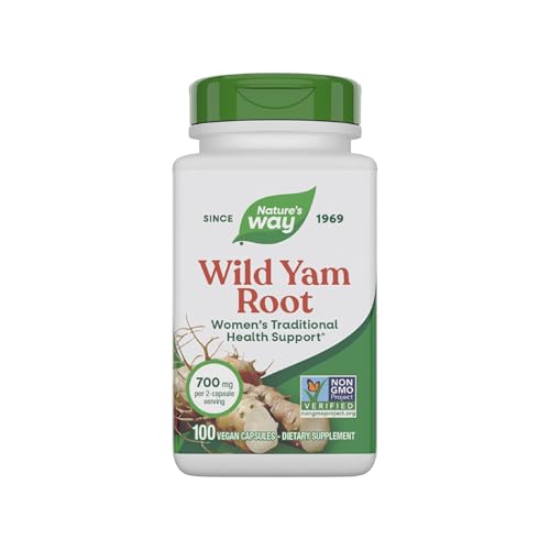 Nature's Way Wild Yam Root, Women's Traditional Health Support*, 700 mg per 2-Capsule Serving, Non-GMO Project Verified, 100 Vegan Capsules (Packaging May Vary)