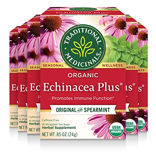 Traditional Medicinals Tea, Organic Echinacea Plus, Promotes Immune Function, w/Spearmint, 96 Tea Bags (6 Pack)