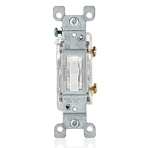 Leviton 15-Amp Toggle LED Illuminated Single-Pole Switch, L1461-2W, White