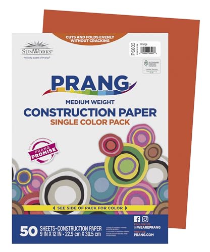 Prang (Formerly SunWorks) Construction Paper, Orange, 9" x 12", 50 Sheets