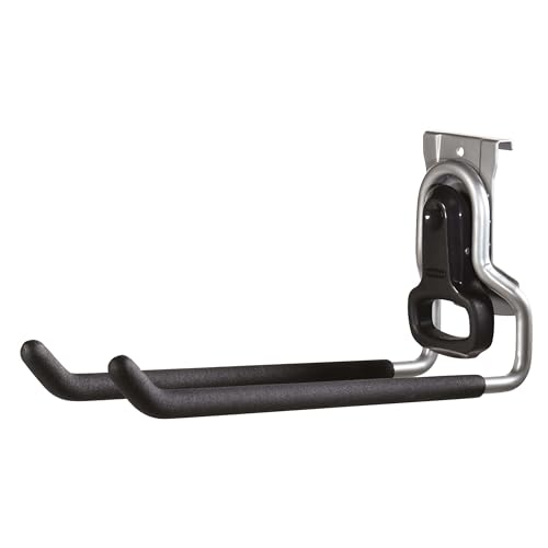 Rubbermaid FastTrack Rail Garage Organization Multi-Purpose Hook 50 lbs Capacity Satin Nickel Wall Mounted Storage System Direct Mount into FastTrack Garage Rail for Home/Garage Organization