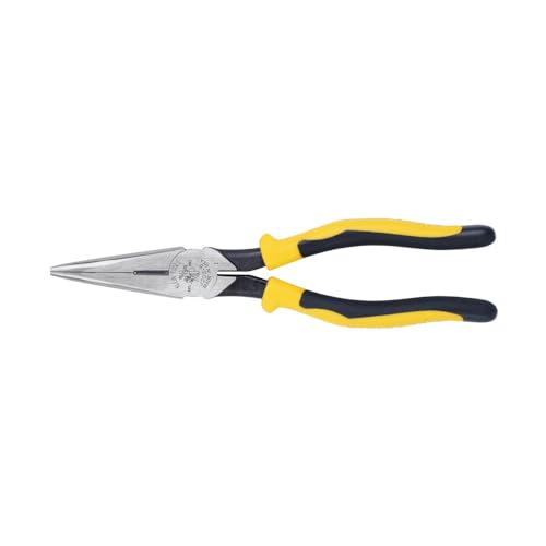 Klein Tools J203-8 8-Inch Needle Nose Pliers, Heavy Duty Cutting, Extended Handles, High Leverage, Induction Hardened with Hot-Riveted Joint