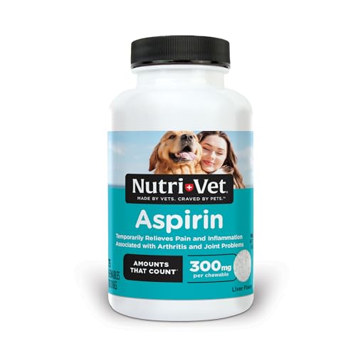 Nutri-Vet Aspirin for Dogs, Puppy Essentials, Dog Aspirin for Large Dogs, Joint Support for Seniors, Arthritis Pain Relief, 300mg per Tablet, 75 count