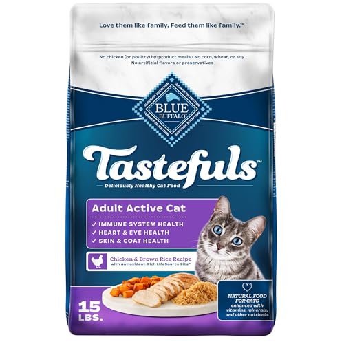 Blue Buffalo Tastefuls Natural Adult Dry Cat Food, Chicken and Brown Rice, 15 lb