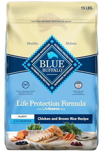 Blue Buffalo Life Protection Formula Puppy Dry Dog Food with DHA and ARA, Made with Natural Ingredients, Chicken & Brown Rice Recipe, 15-lb Bag