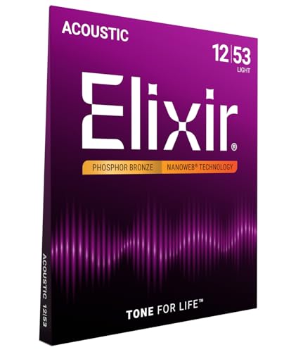 Elixir Strings Phosphor Bronze NANOWEB Coating Acoustic Guitar Strings Light 12-53
