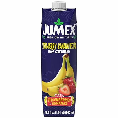 Jumex Strawberry Banana Nectar Juice - Made with Fresh Fruit Puree - Tropical Fruit Juice Concentrate for Smoothie Mix, Cocktail Mixers, Kids Drinks & Mexican Beverages - 32.4oz, 1 Pack Carton