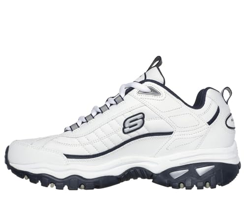 Skechers Men's Energy Afterburn Lace-Up Sneaker, White/Navy, 10.5