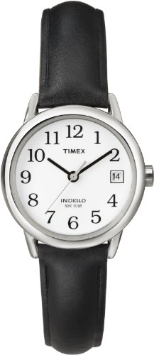 Timex Women's T2H331 Indiglo Leather Strap Watch, Black/Silver-Tone/White, Black/Silver-Tone/White, One Size, Quartz Watch : Timex: Amazon.ae: Fashion